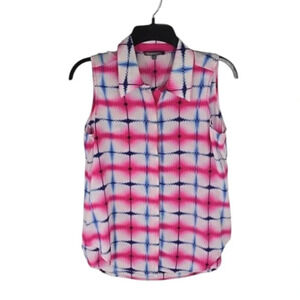 {Michael Stars} Womens Tie Dye Sleveless Button-Down Blouse - Size S